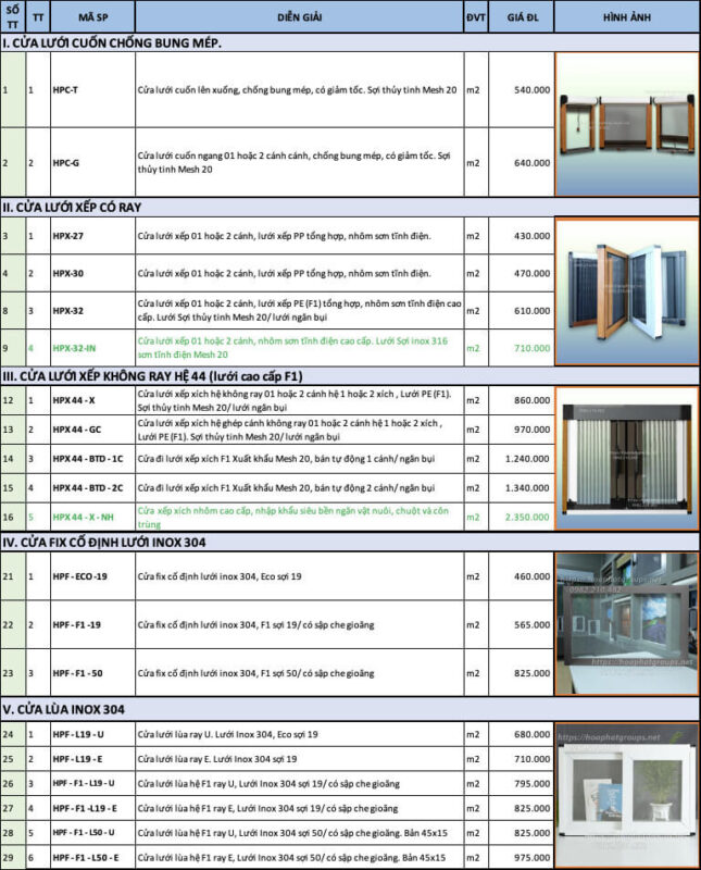 Báo giá cửa lưới chống muỗi